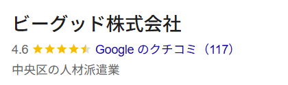 Googleマップ口コミ 評価4.5